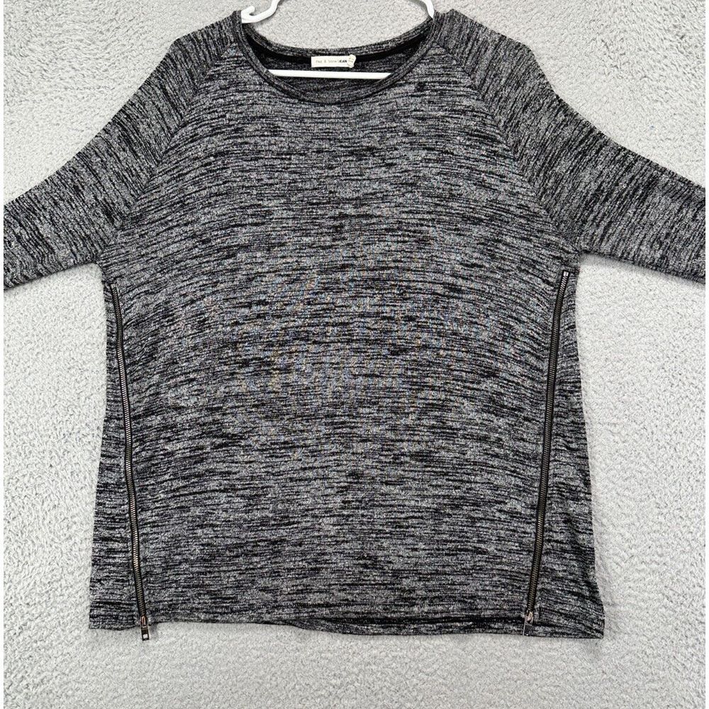 Rag Bone Athletic Shirt Womens Small Petite Grey Black‎ Side Zip Pullover Ladies